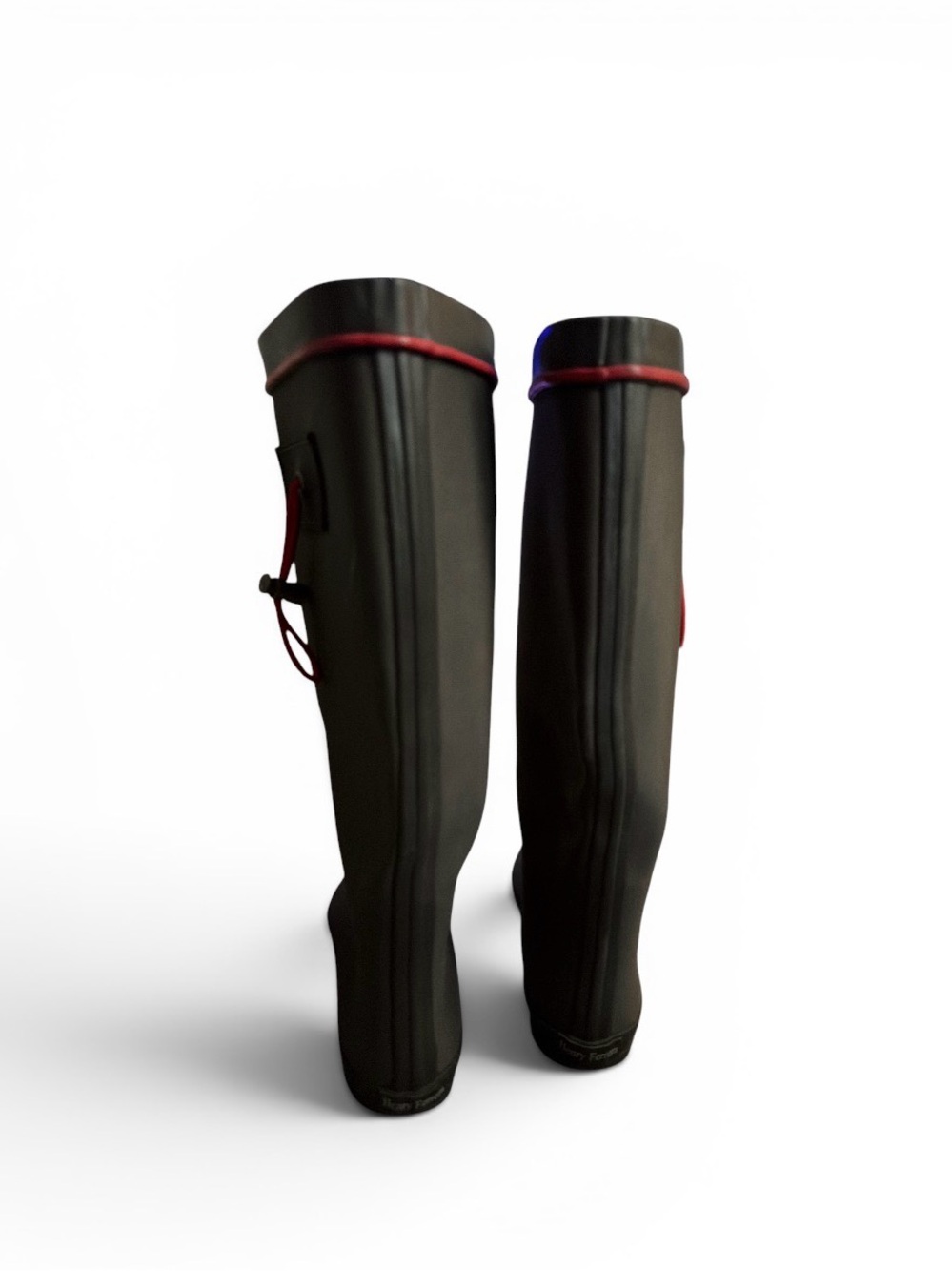 Henry Ferrera Black Tall Rain Boots with Red Trim - Picture 3 of 5